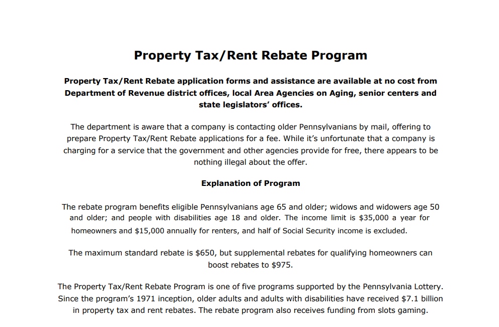 Property Tax Rent Rebate